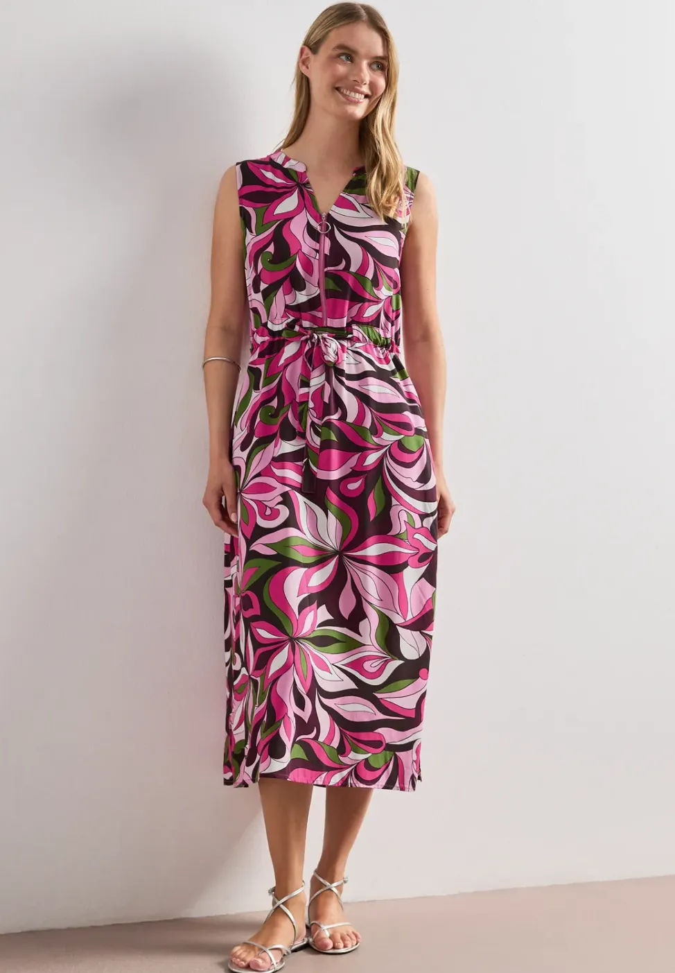 Midikleid mit Split Neck und Zipper