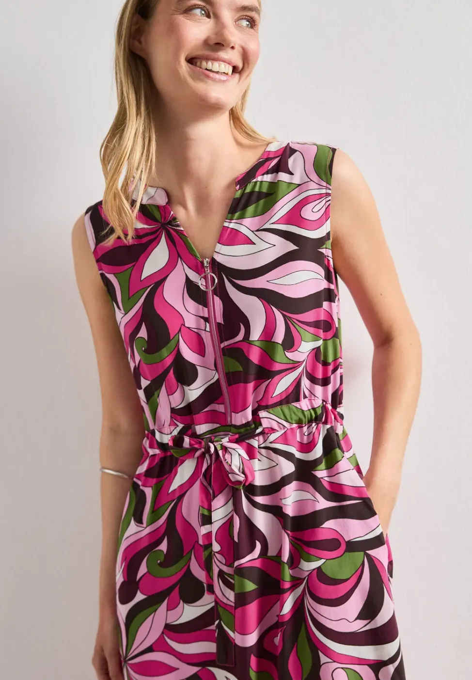 Midikleid mit Split Neck und Zipper