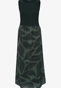 Midi-Kleid mit Strukturmix und Print
