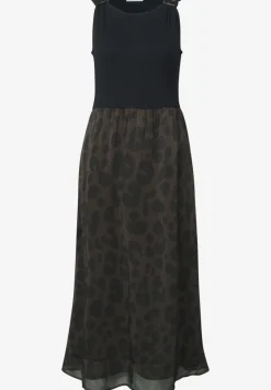 Midi-Kleid mit Strukturmix und Print