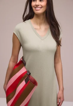 Midi-Kleid mit V-Neck im Strick-Look