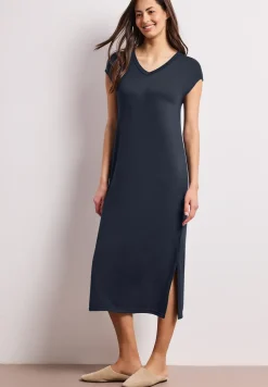 Midi-Kleid mit V-Neck im Strick-Look