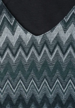 Midi-Kleid mit V-Neck in Jacquard-Qualität
