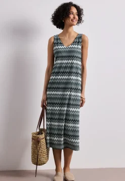 Midi-Kleid mit V-Neck in Jacquard-Qualität