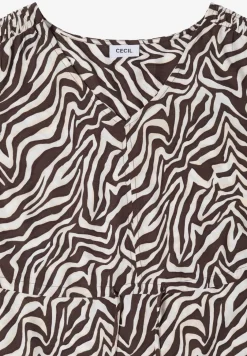 Midikleid mit V-Neck und Zebraprint