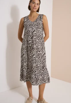 Midikleid mit V-Neck und Zebraprint