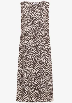Midikleid mit V-Neck und Zebraprint