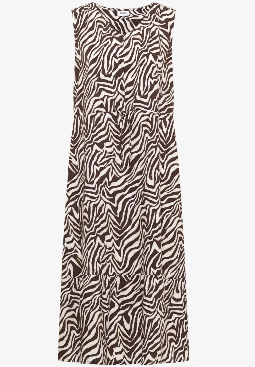 Midikleid mit V-Neck und Zebraprint