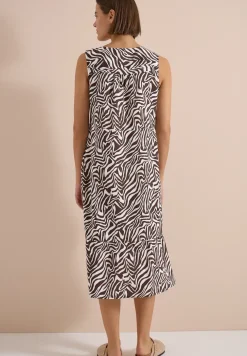 Midikleid mit V-Neck und Zebraprint