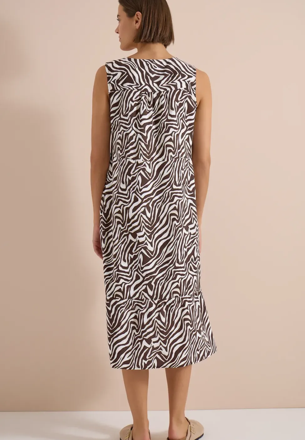 Midikleid mit V-Neck und Zebraprint