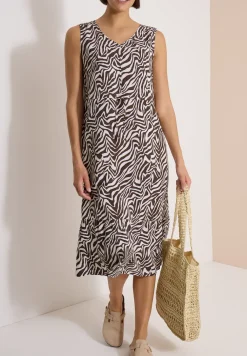 Midikleid mit V-Neck und Zebraprint