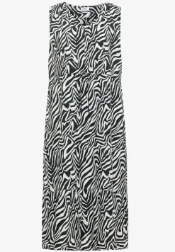 Midikleid mit V-Neck und Zebraprint