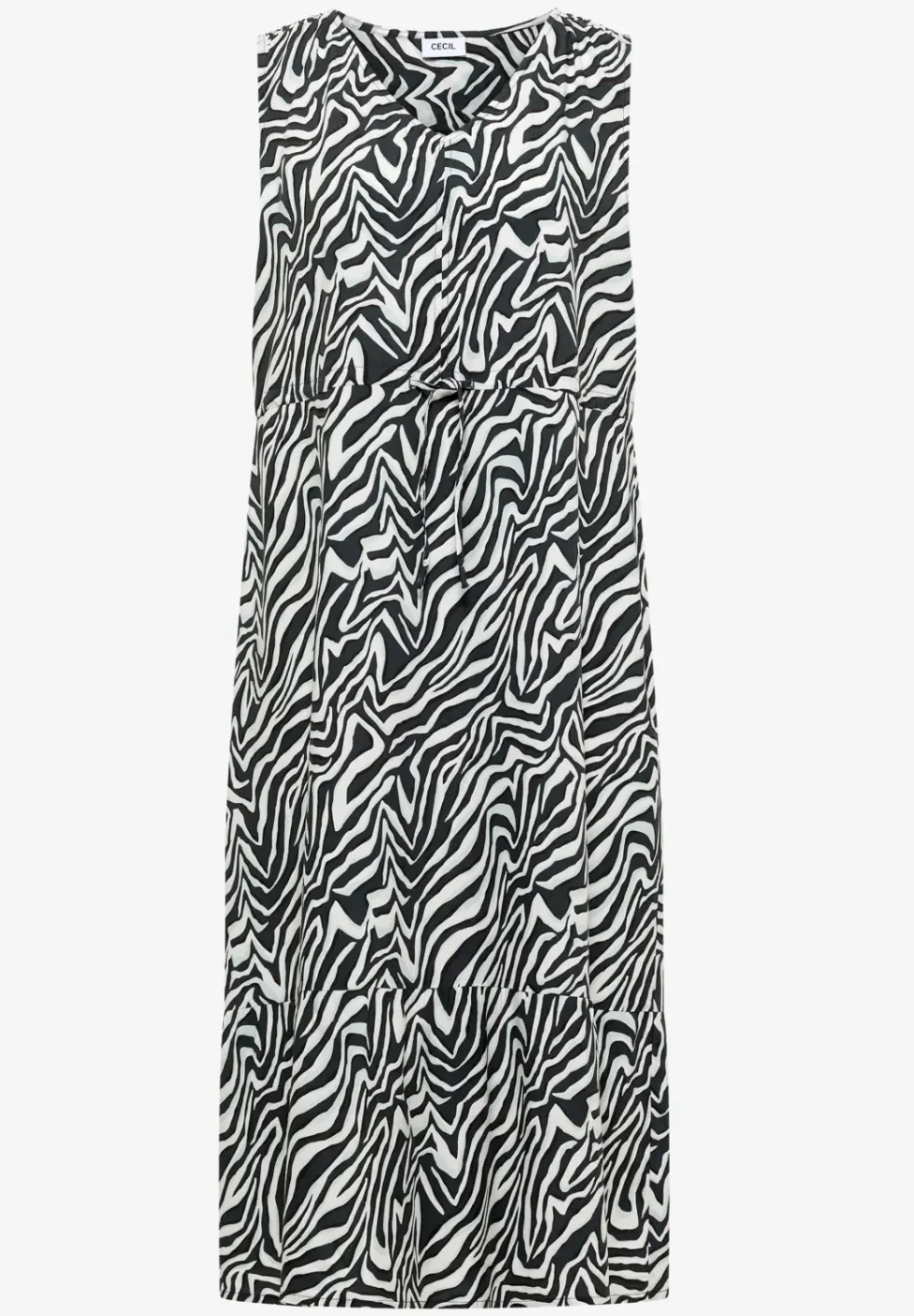 Midikleid mit V-Neck und Zebraprint