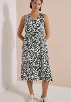 Midikleid mit V-Neck und Zebraprint