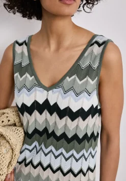 Midi-Kleid mit Zick-Zack-Muster