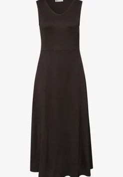 Midi-Kleid ohne Ärmel in Unifarbe