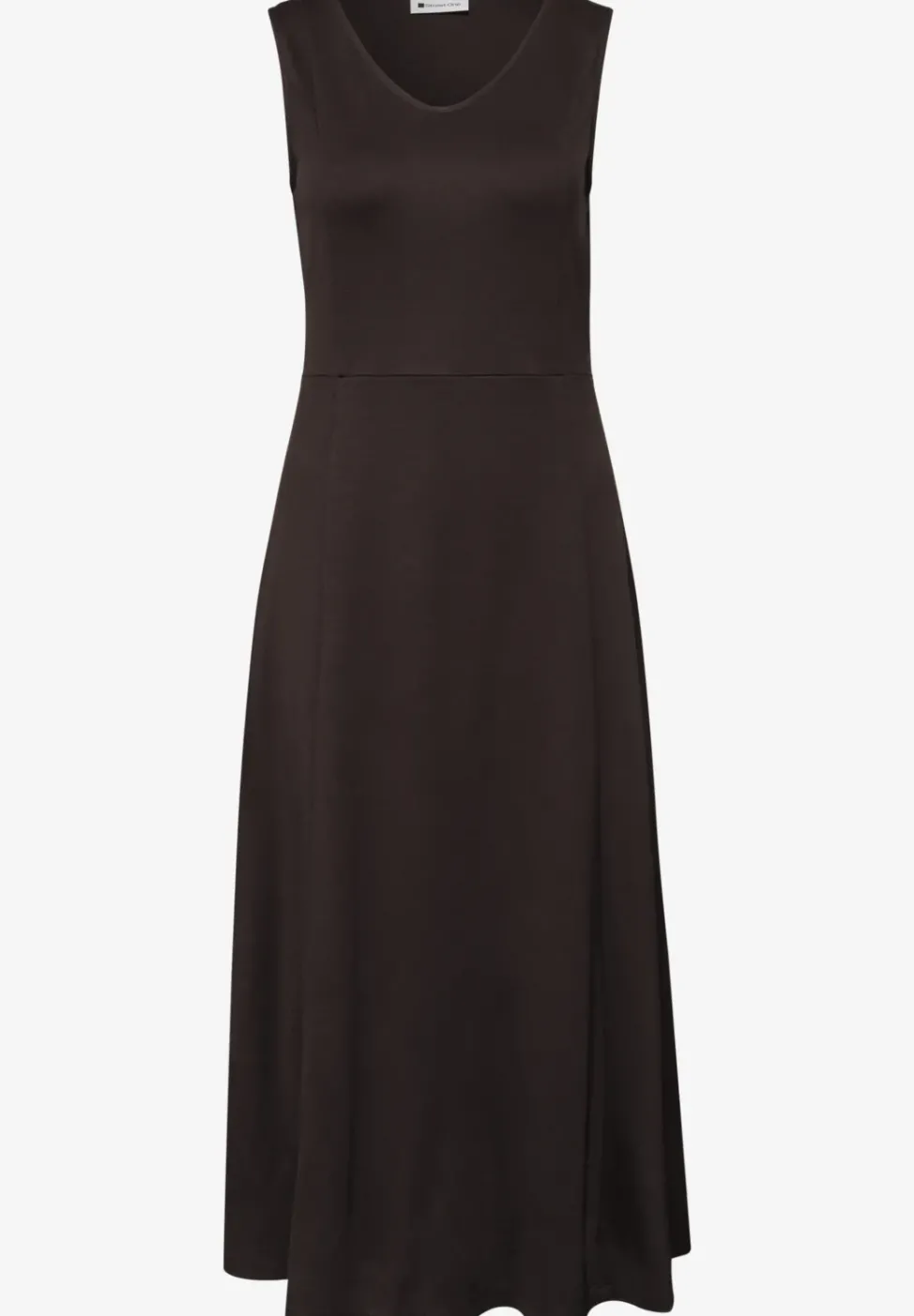 Midi-Kleid ohne Ärmel in Unifarbe