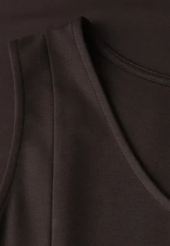 Midi-Kleid ohne Ärmel in Unifarbe