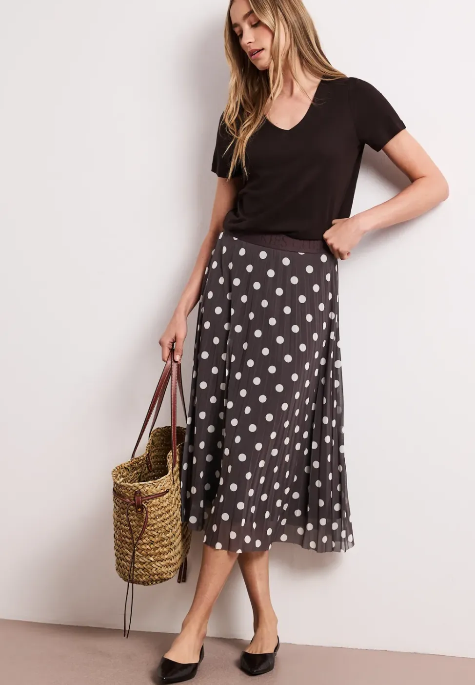 Midi-Rock aus Mesh mit Print
