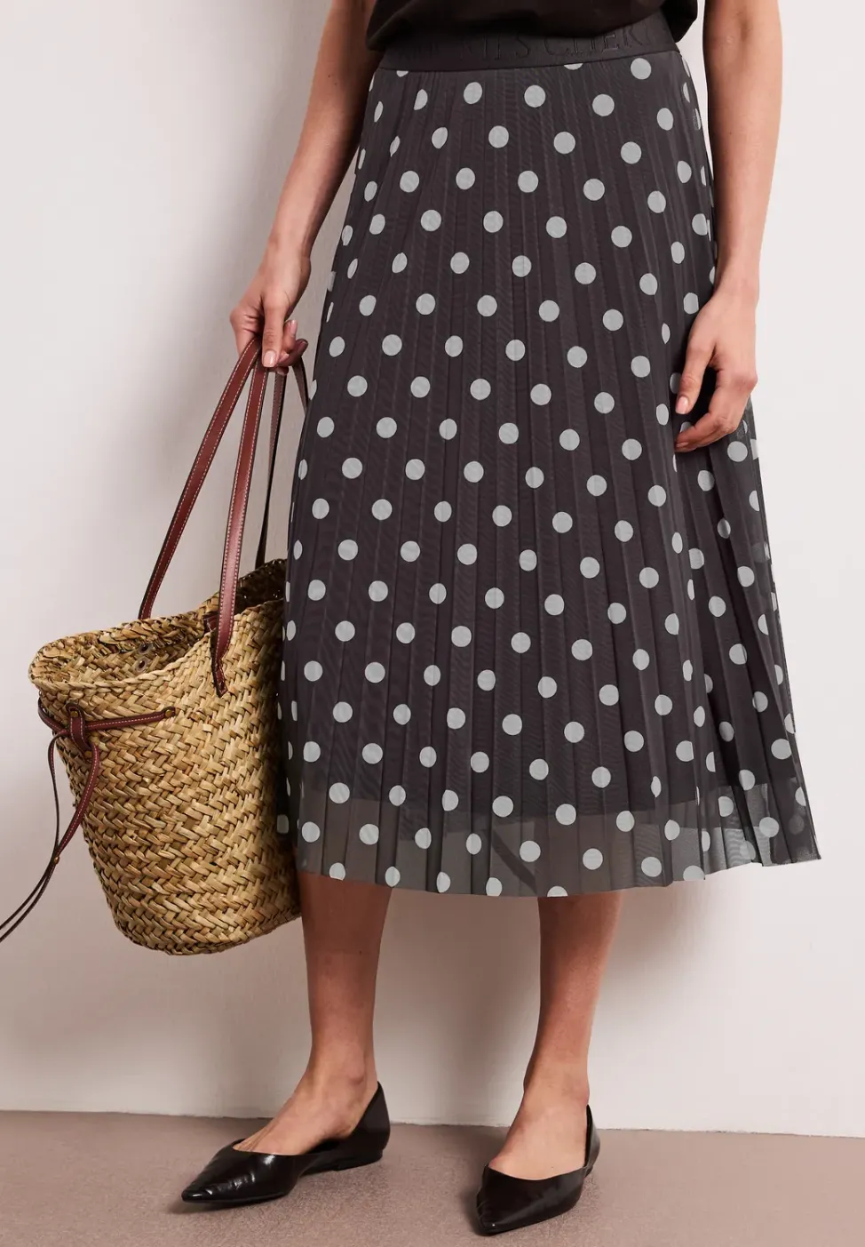 Midi-Rock aus Mesh mit Print
