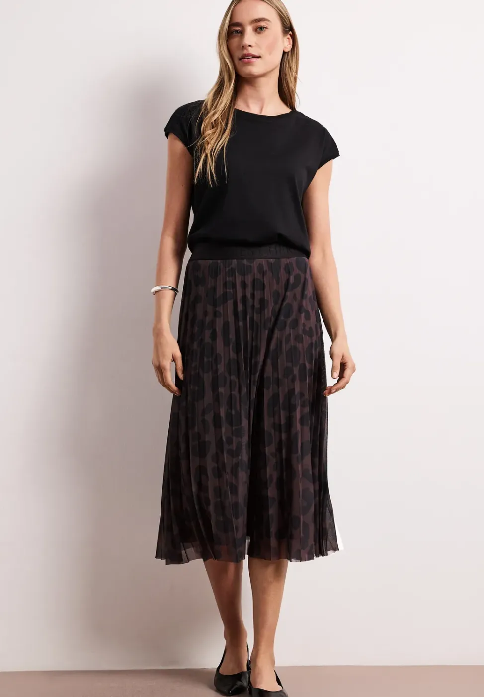 Midi-Rock aus Mesh mit Print