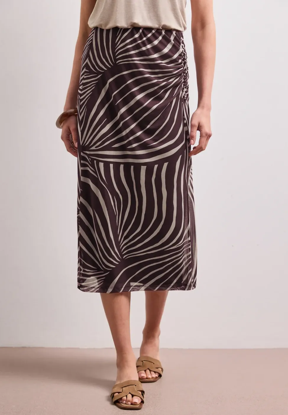 Midi-Rock aus Mesh mit Print