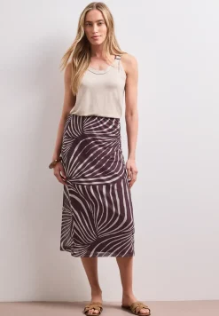 Midi-Rock aus Mesh mit Print