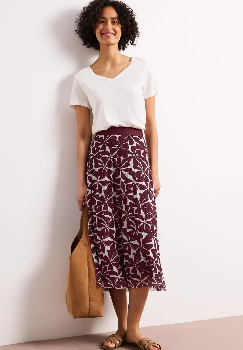 Midi-Rock aus Mesh mit Print