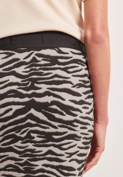 Midi-Rock mit Schlitz und Animal Print