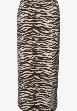 Midi-Rock mit Schlitz und Animal Print