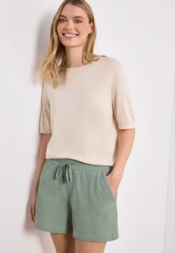 Mid Waist Shorts aus Musselinstoff