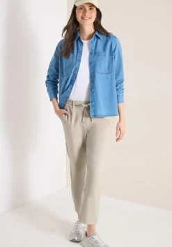 Mid Waist Slim Leg Hose im Loose Fit