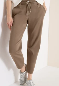 Mid Waist Slim Leg Hose im Loose Fit