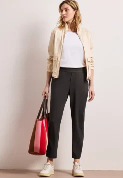 Mid Waist Slim Leg Hose im Loose Fit