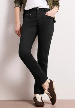Mid Waist Slim Leg Hose im Satin-Look