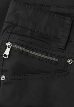 Mid Waist Slim Leg Hose im Satin-Look