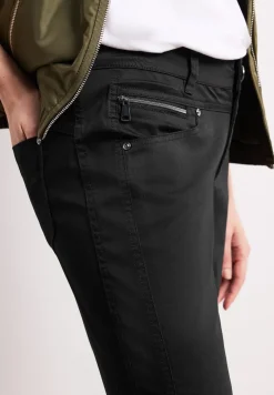 Mid Waist Slim Leg Hose im Satin-Look