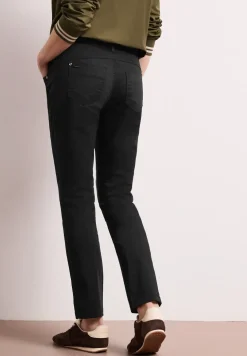 Mid Waist Slim Leg Hose im Satin-Look