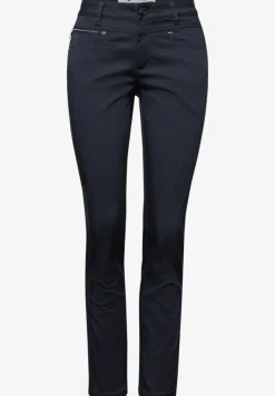 Mid Waist Slim Leg Hose im Satin-Look