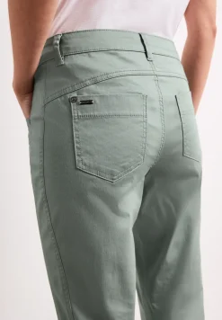 Mid Waist Slim Leg Hose im Satin-Look