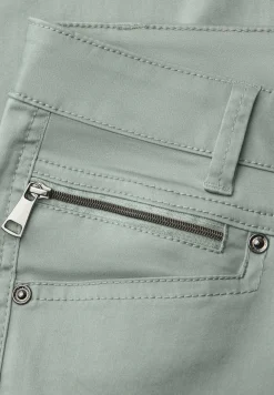 Mid Waist Slim Leg Hose im Satin-Look