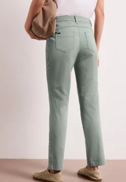 Mid Waist Slim Leg Hose im Satin-Look