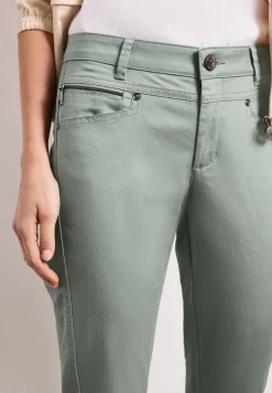Mid Waist Slim Leg Hose im Satin-Look