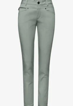 Mid Waist Slim Leg Hose im Satin-Look