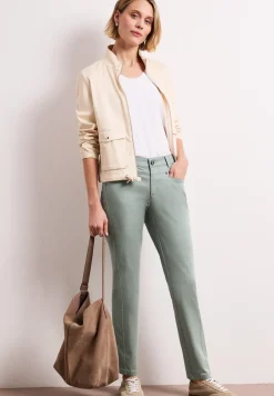 Mid Waist Slim Leg Hose im Satin-Look