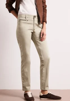 Mid Waist Slim Leg Hose im Satin-Look