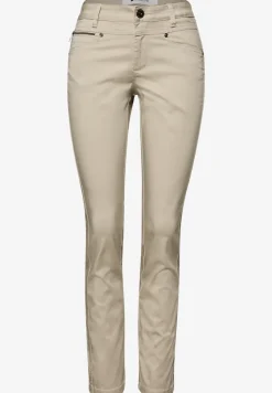Mid Waist Slim Leg Hose im Satin-Look
