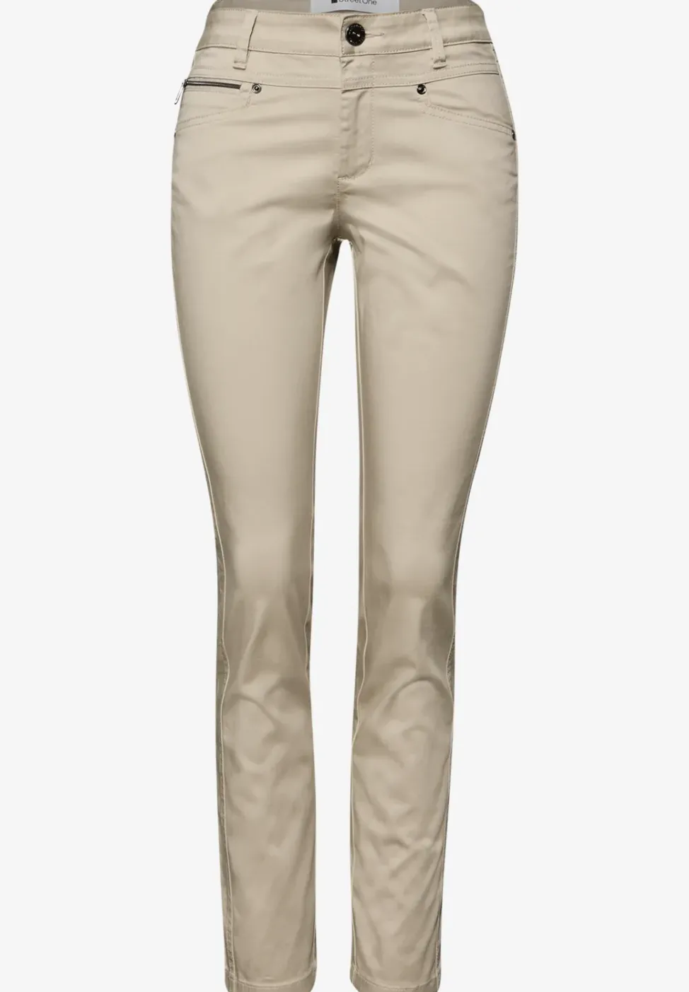 Mid Waist Slim Leg Hose im Satin-Look