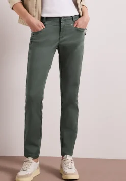 Mid Waist Slim Leg Hose im Satin-Look