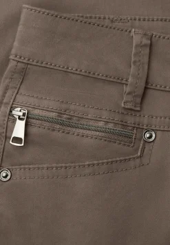 Mid Waist Slim Leg Hose im Satin-Look